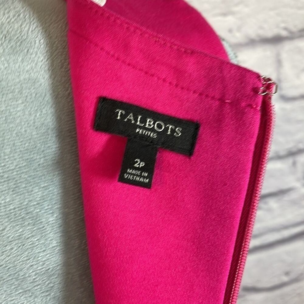 Talbots Adorable Pink Midi Dress with White Zig Zag Trim Details - Picture 6 of 7